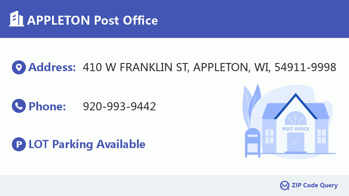 APPLETON Post Office | Wisconsin United States ZIP Code 5 Plus 4 ✉️